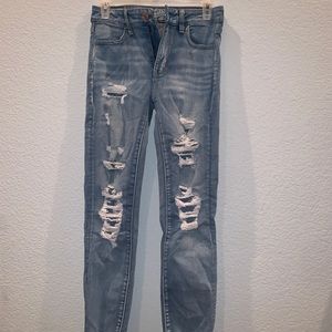 medium wash distressed jeans